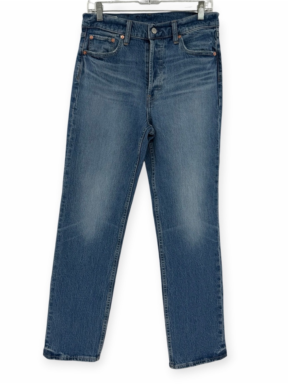 Gap Cheeky High Rise Straight Medium Wash Jeans Denim Size 8 Long Button Fly